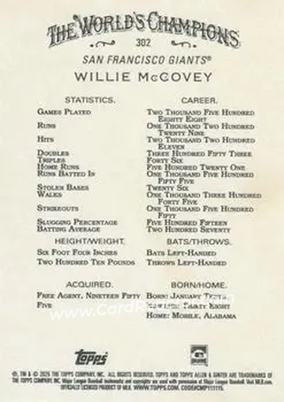 Back of Willie McCovey