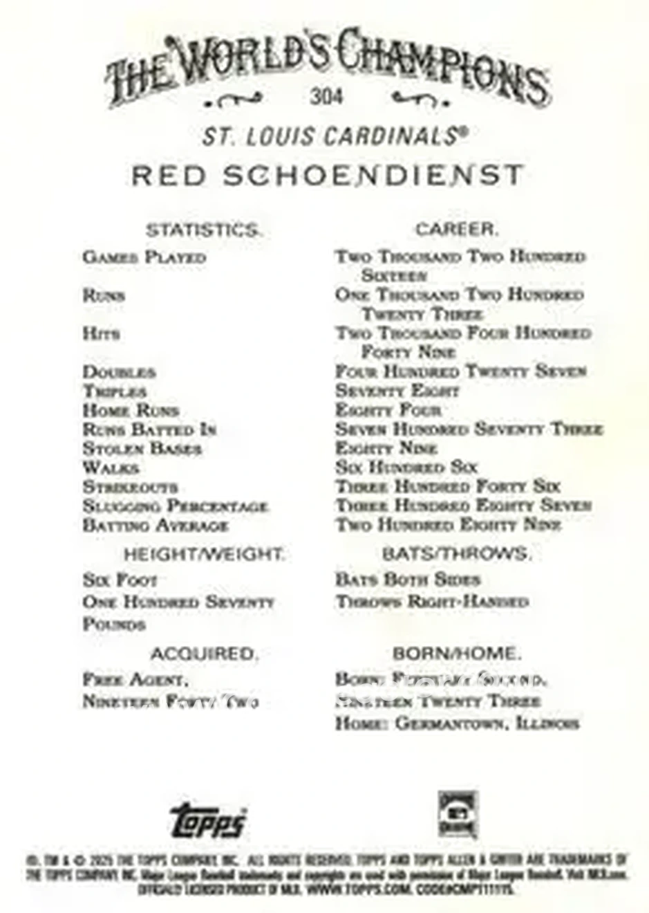 Back of Al Schoendienst