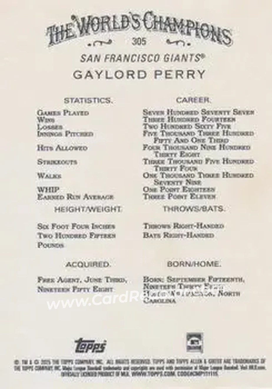 Back of Gaylord Perry