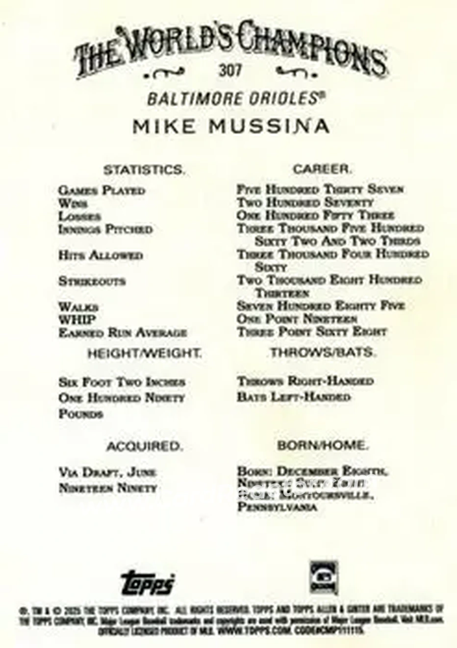 Back of Mike Mussina