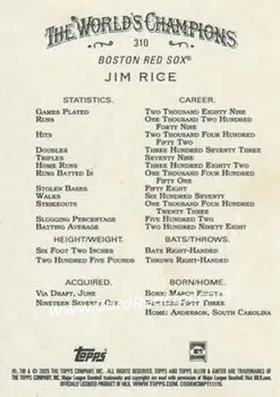 Back of Jim Rice