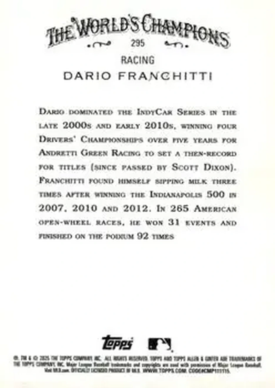 Back of Dario Franchitti