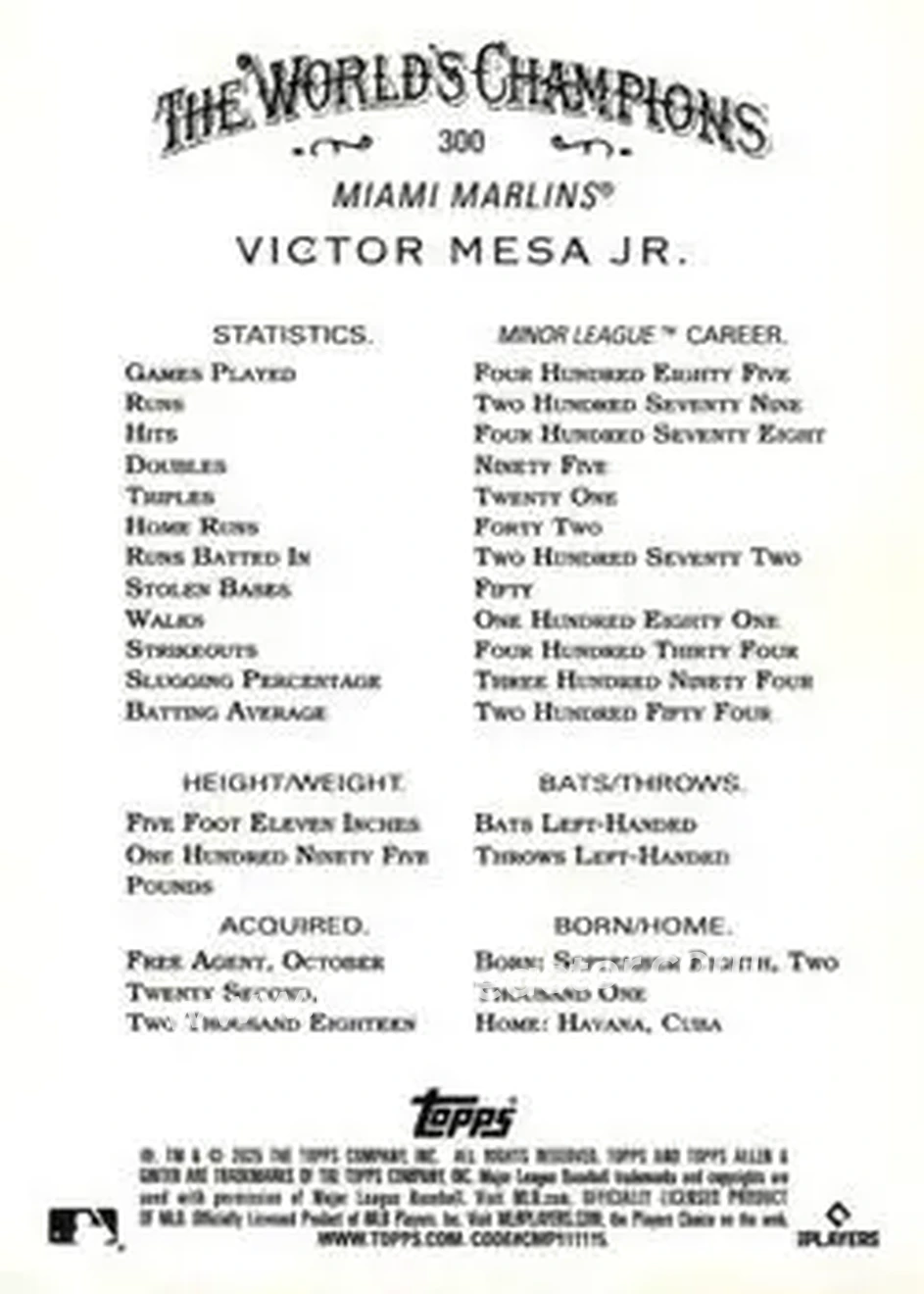 Back of Victor Mesa Jr.