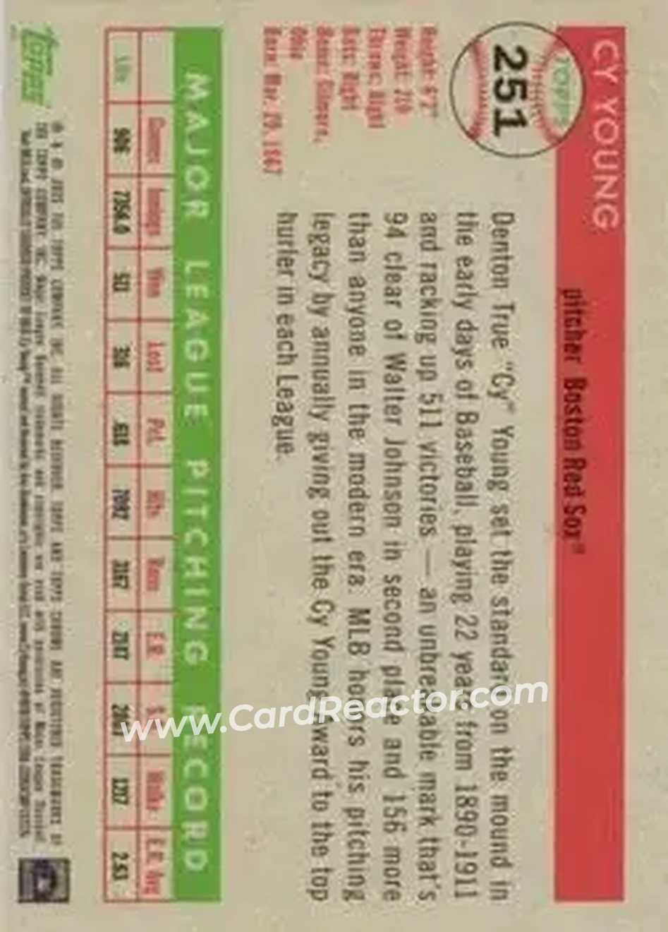 Back of Cy Young