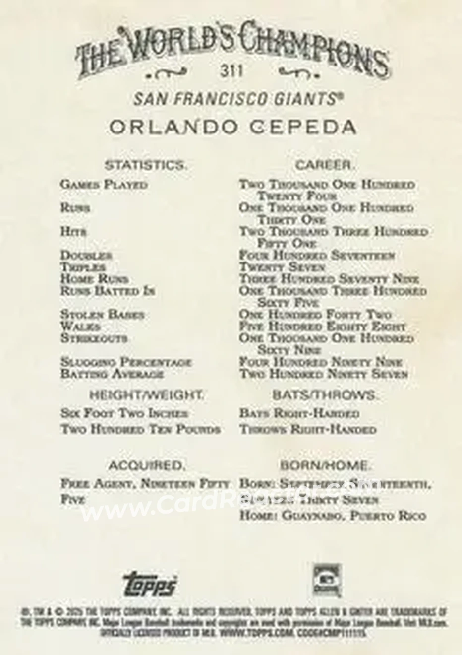 Back of Orlando Cepeda