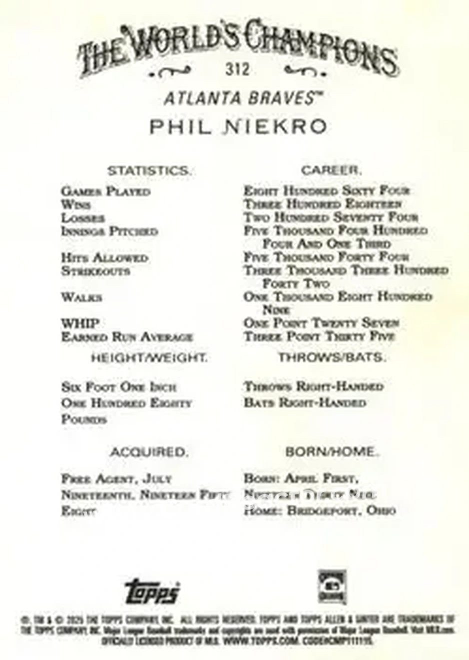 Back of Phil Niekro