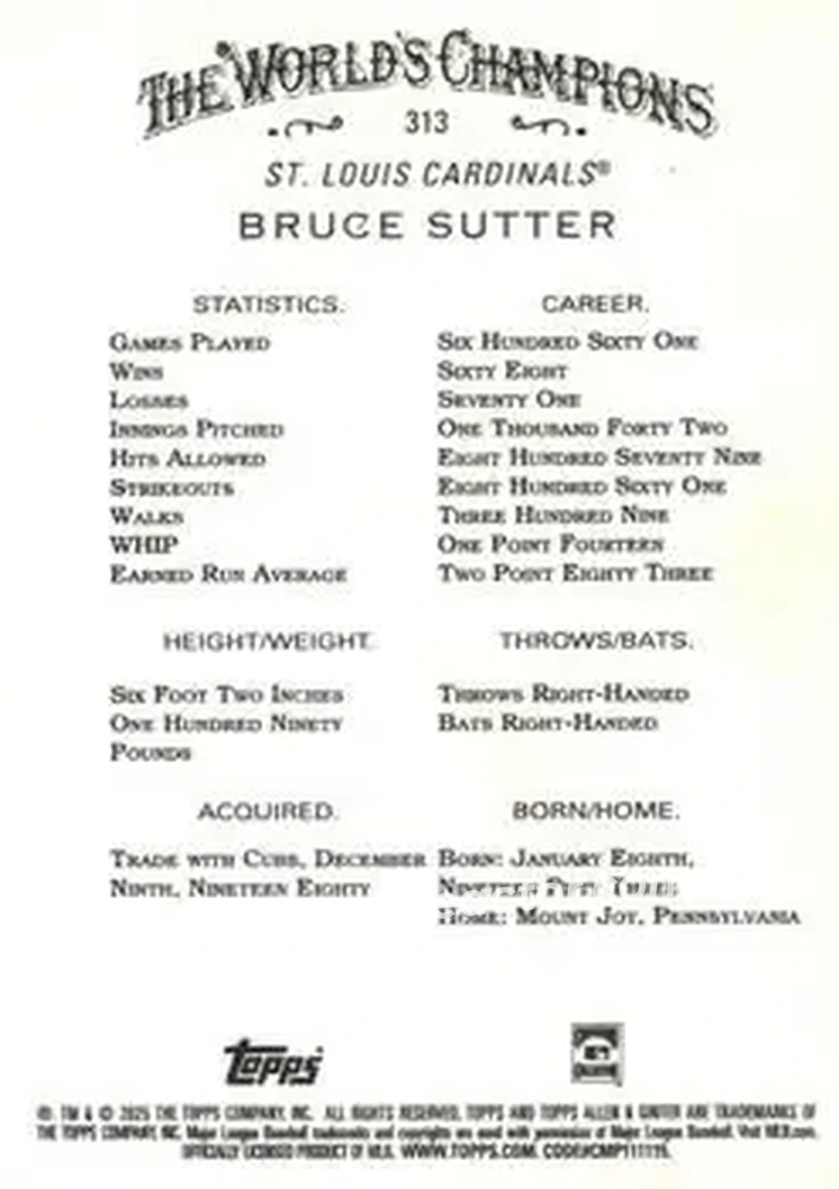 Back of Bruce Sutter