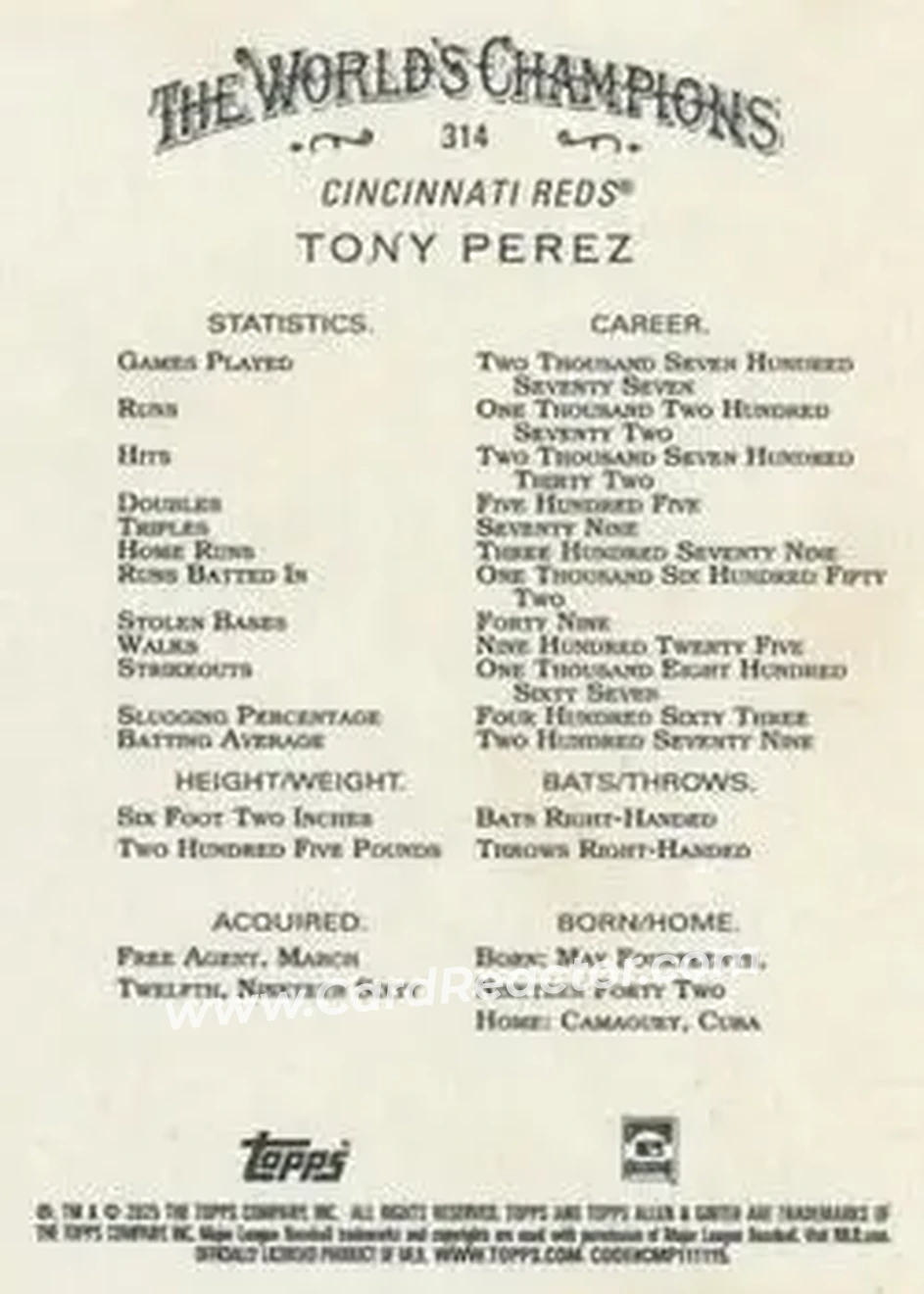 Back of Tony Pérez
