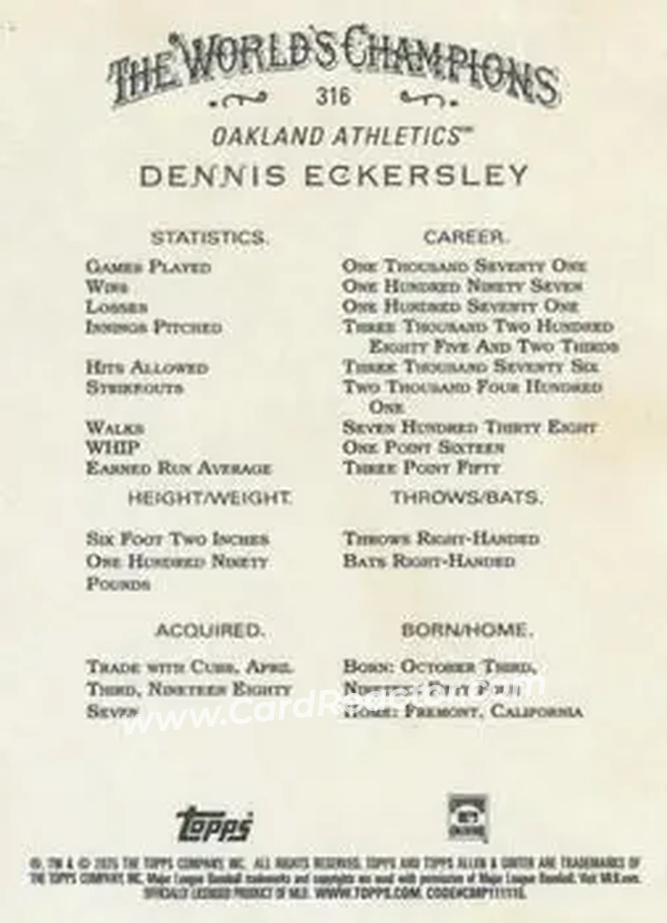 Back of Dennis Eckersley