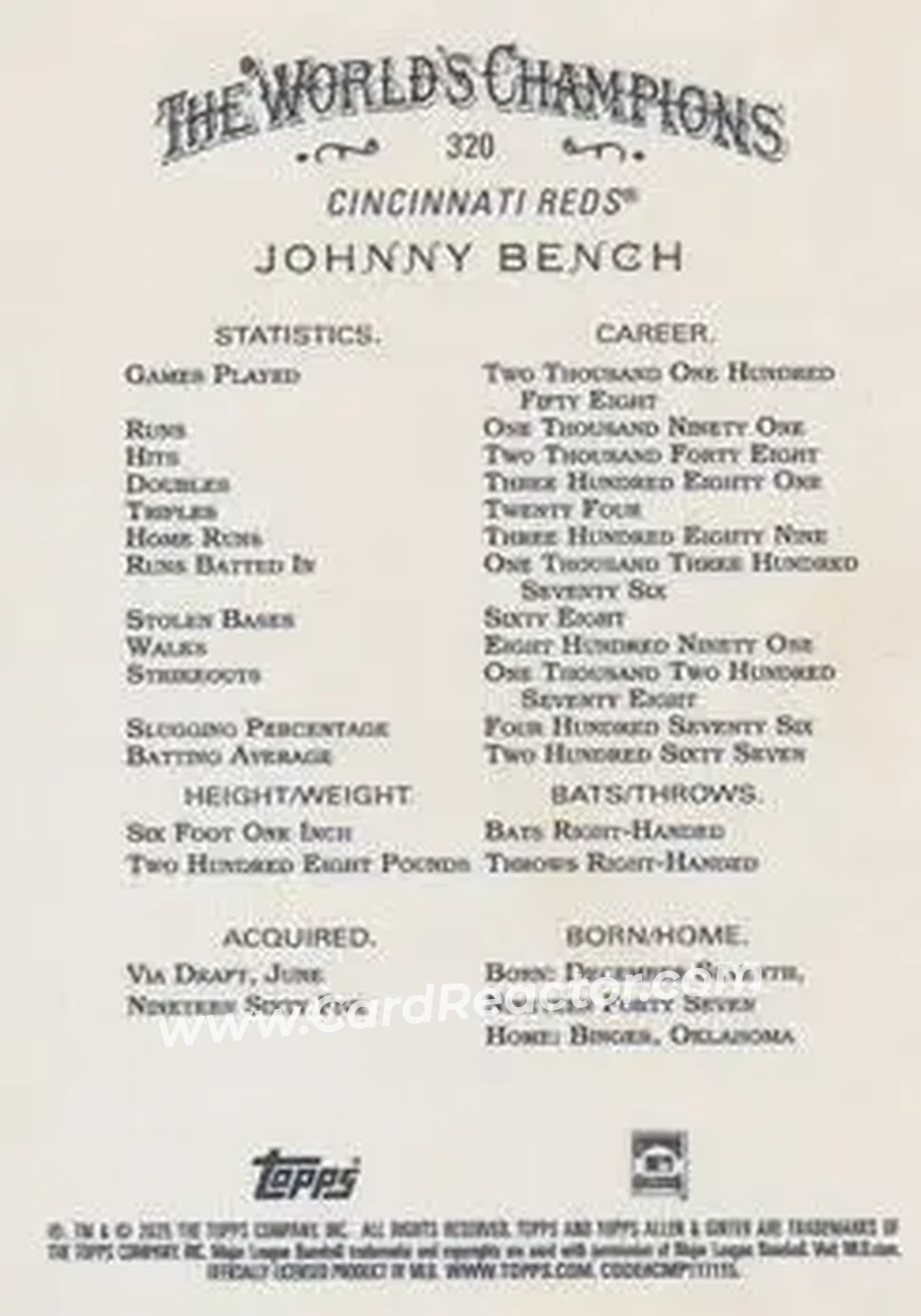 Back of Johnny Bench
