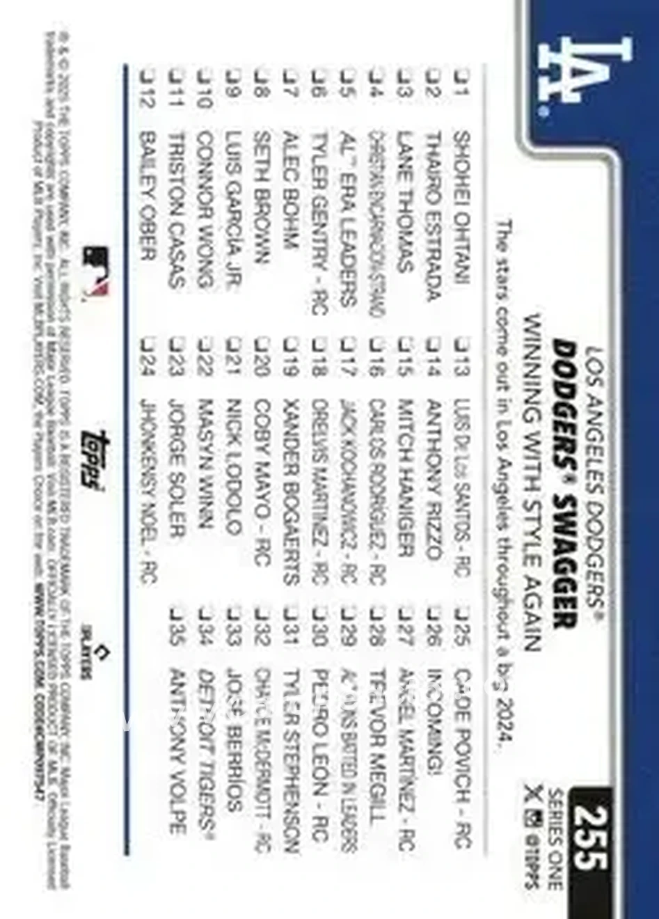 Back of Card #255