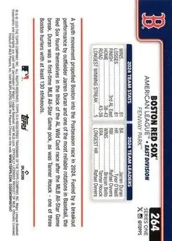 2025 Topps #264 - Boston Red Sox - Boston Red Sox - Back