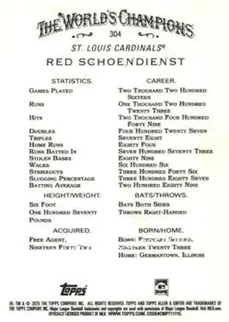 Back of Al Schoendienst