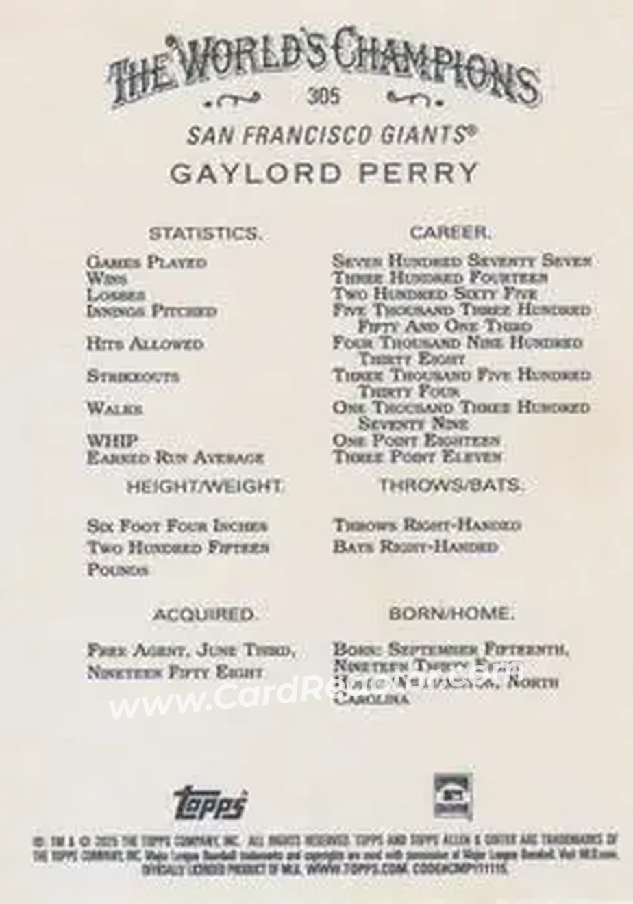 Back of Gaylord Perry