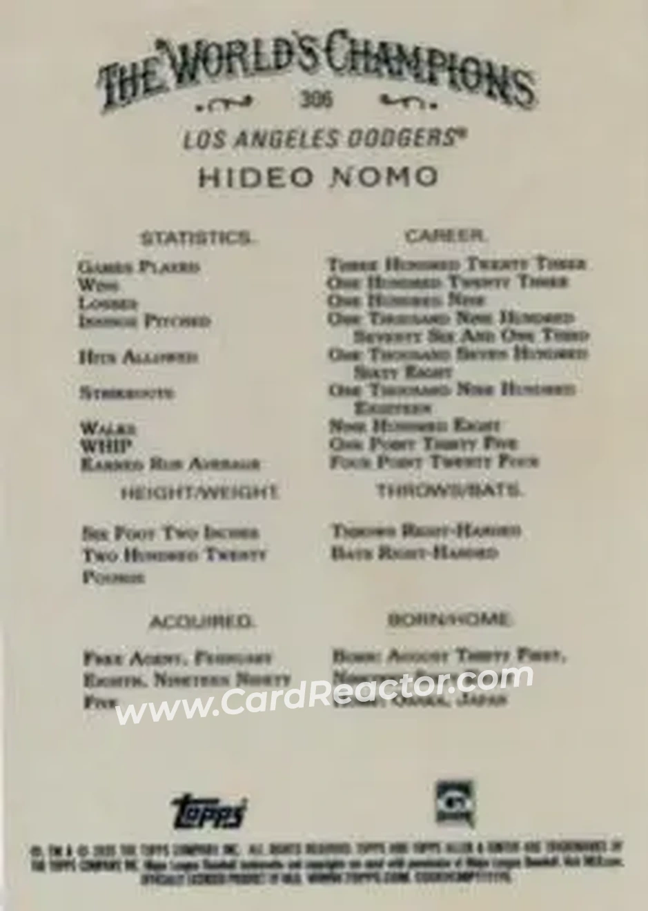 Back of Hideo Nomo