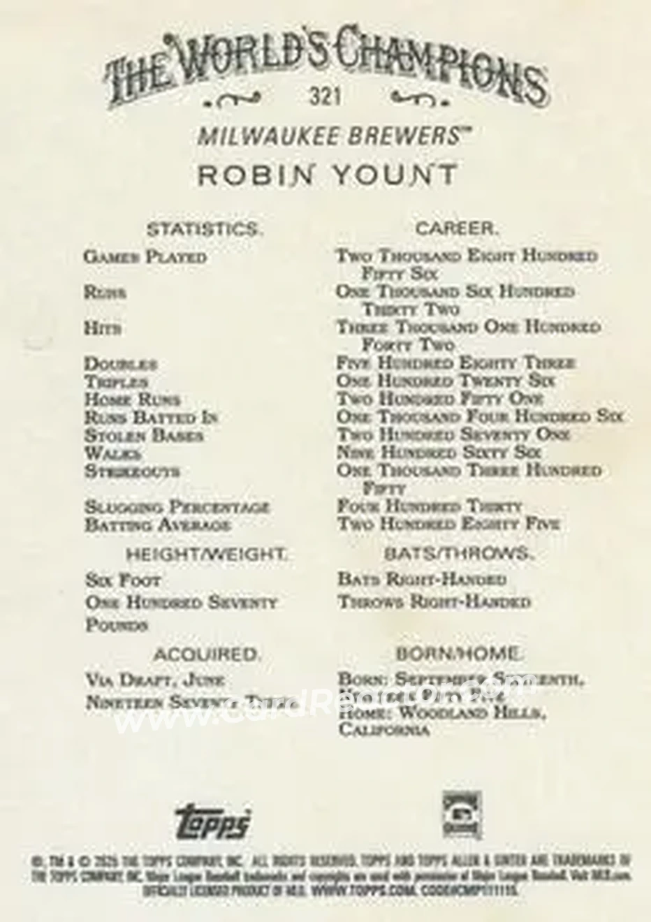 Back of Robin Yount