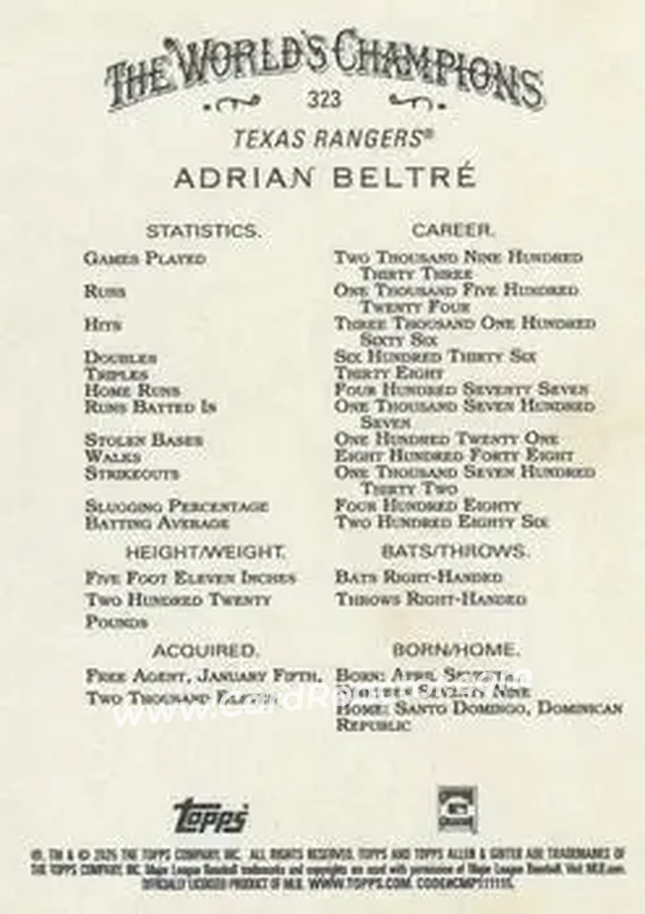 Back of Adrian Beltré