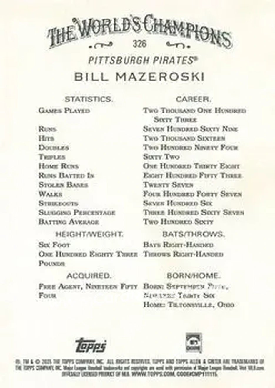 Back of Bill Mazeroski