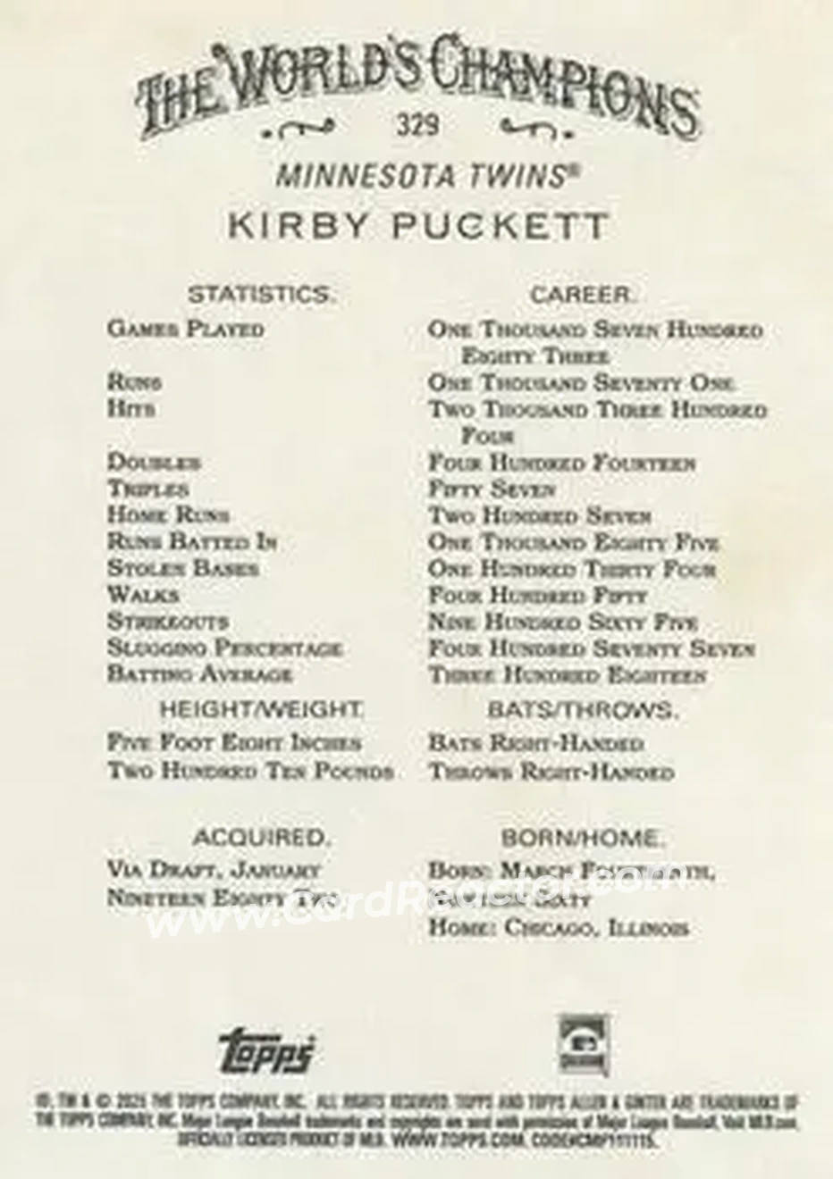 Back of Kirby Puckett