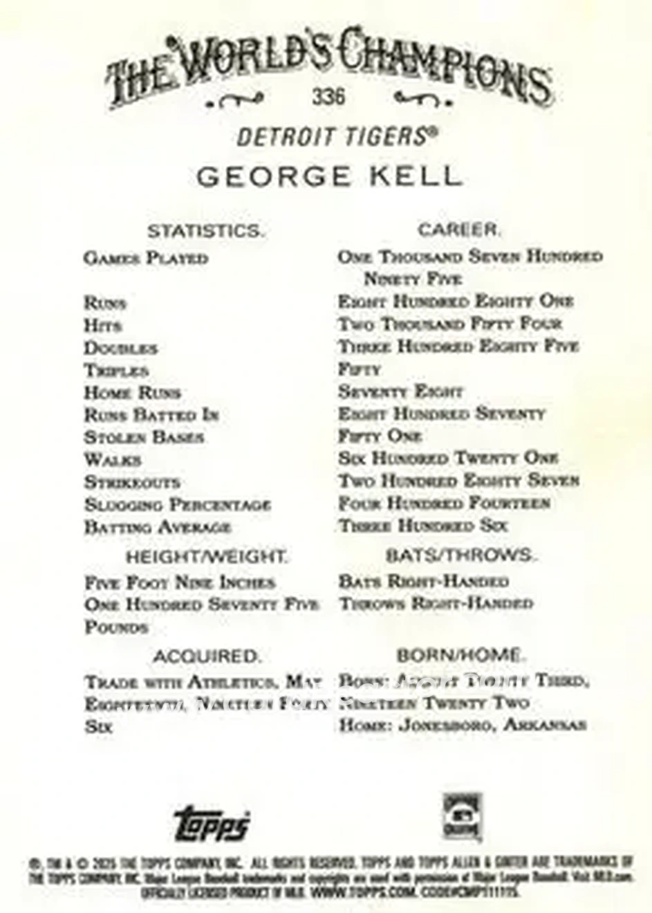 Back of George Kell