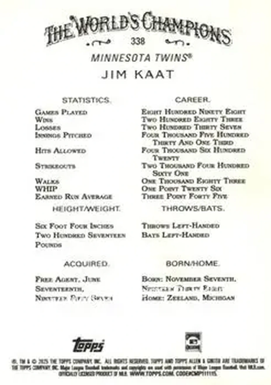 Back of Jim Kaat