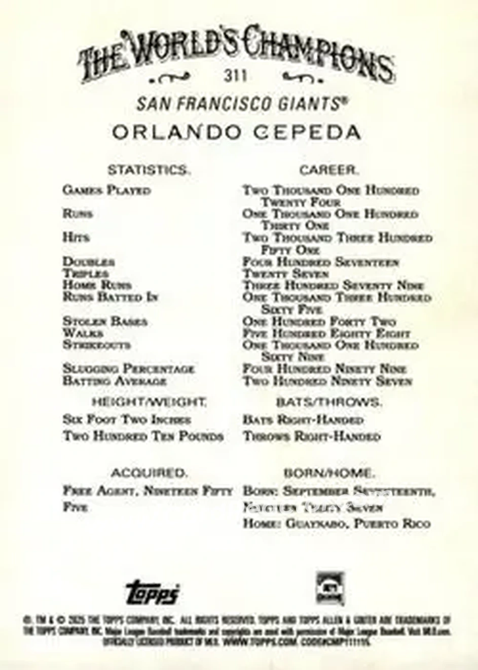 Back of Orlando Cepeda