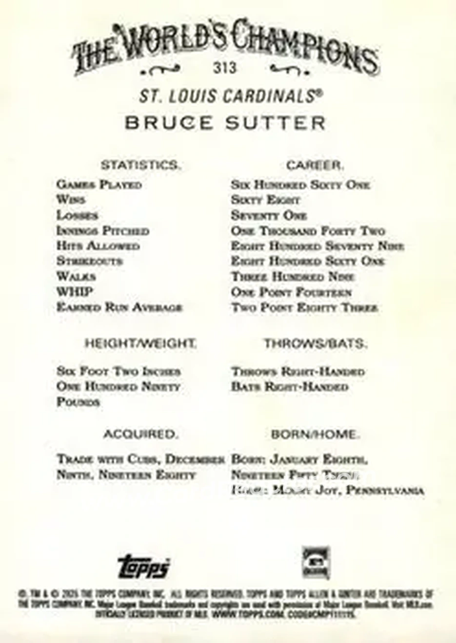 Back of Bruce Sutter
