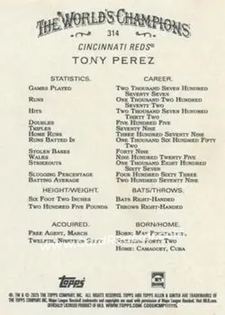 Back of Tony Pérez