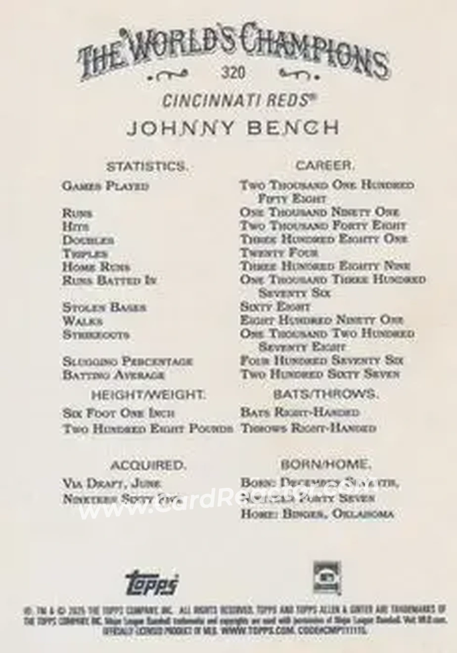 Back of Johnny Bench