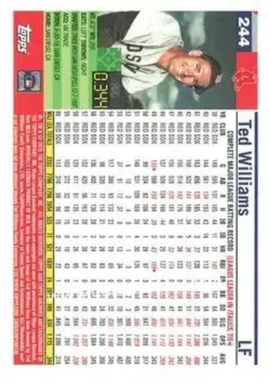 Back of Ted Williams