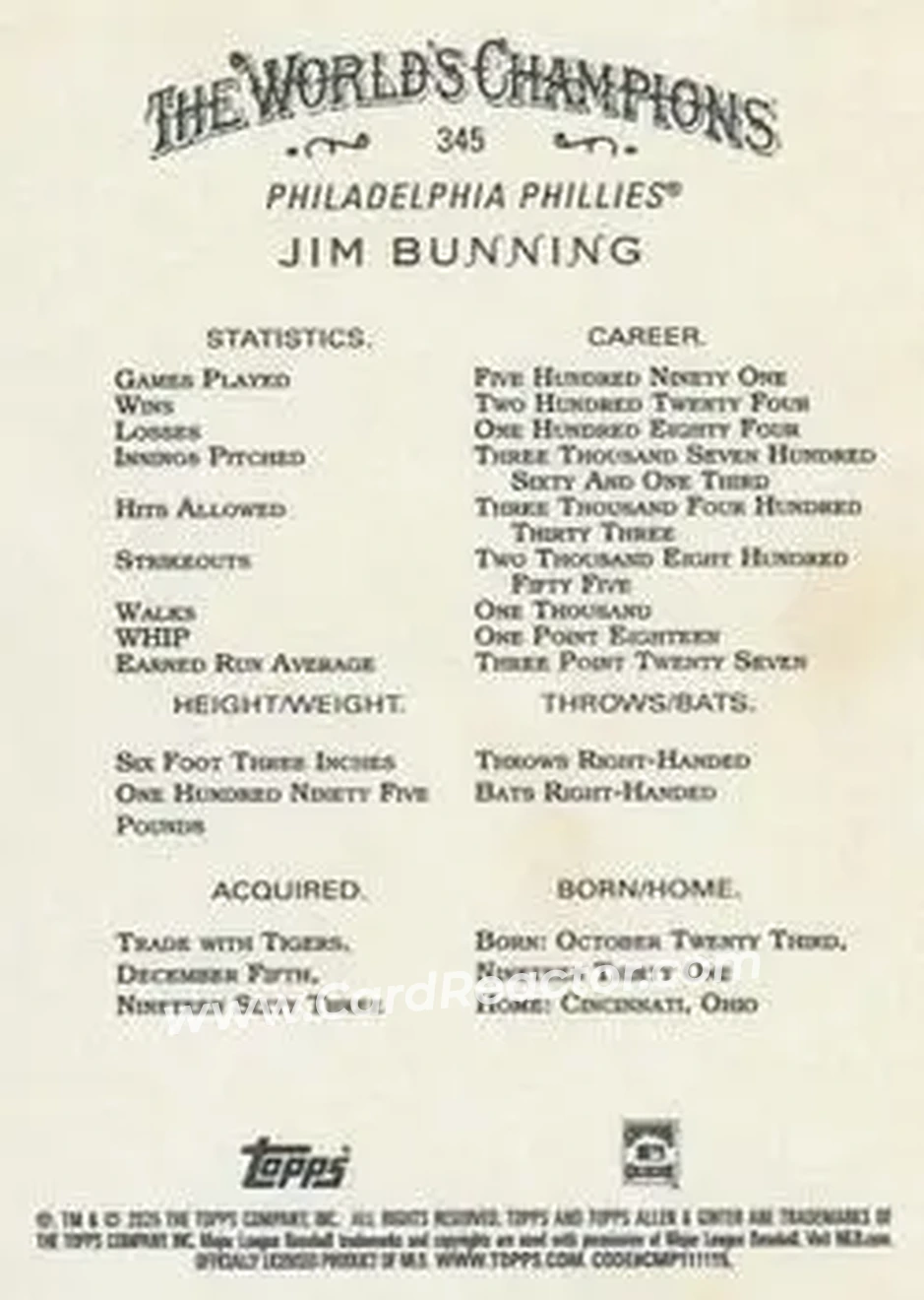 Back of Jim Bunning
