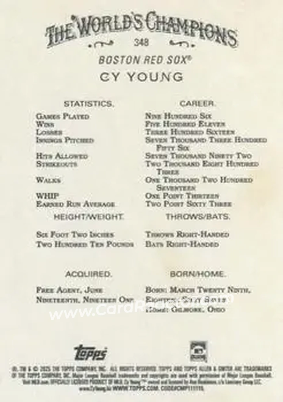 Back of Cy Young