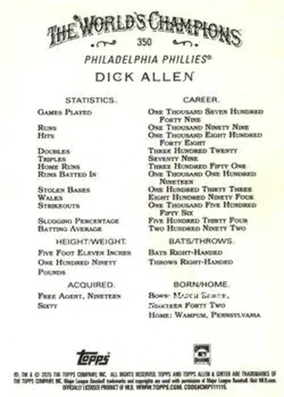 Back of Richie Allen
