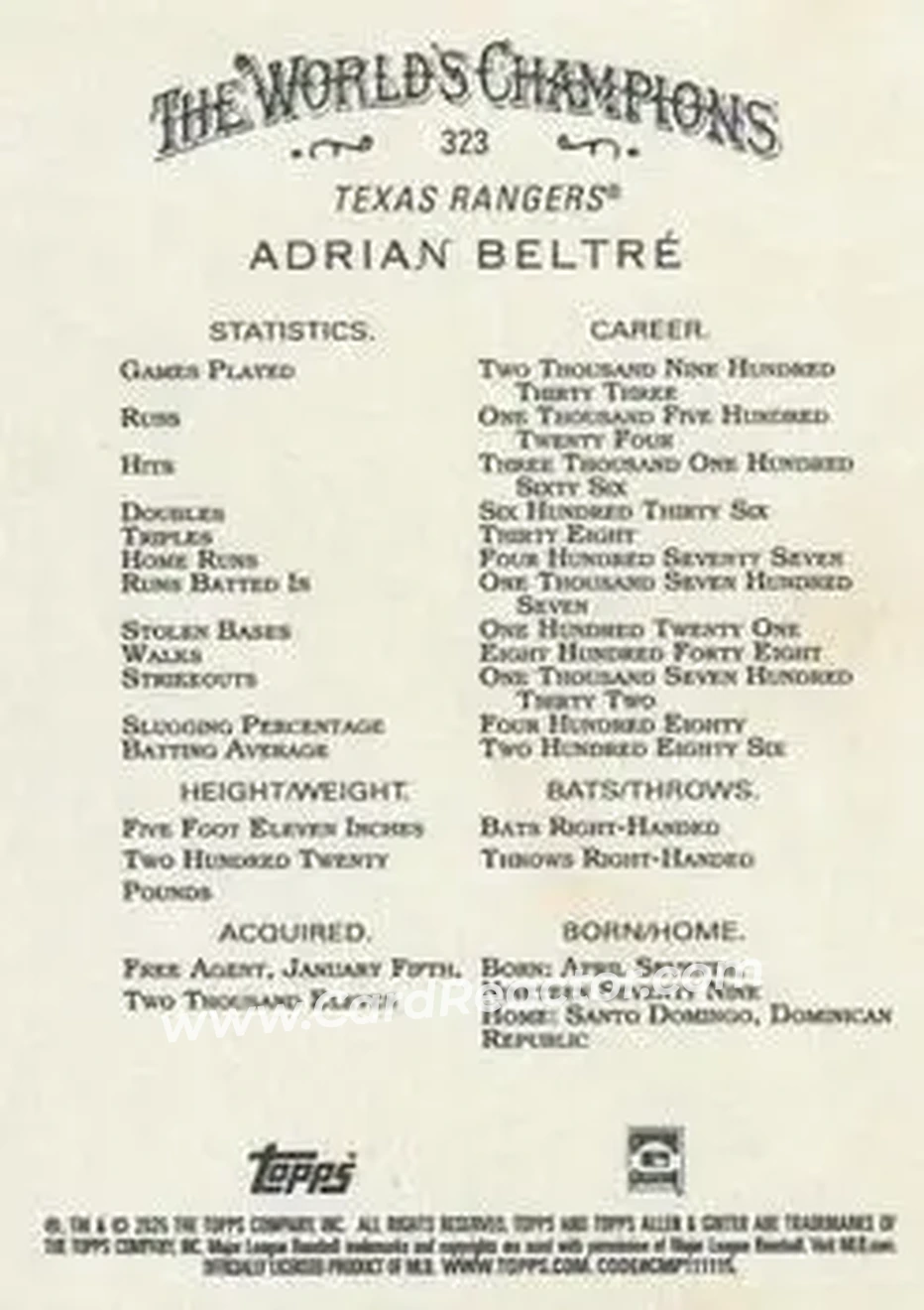 Back of Adrian Beltré