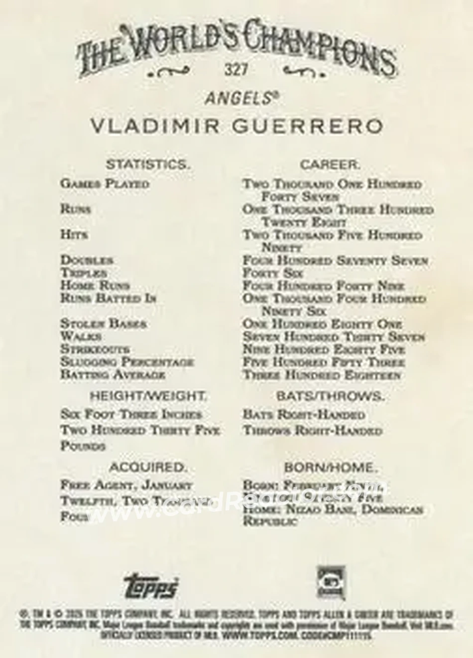 Back of Vladimir Guerrero