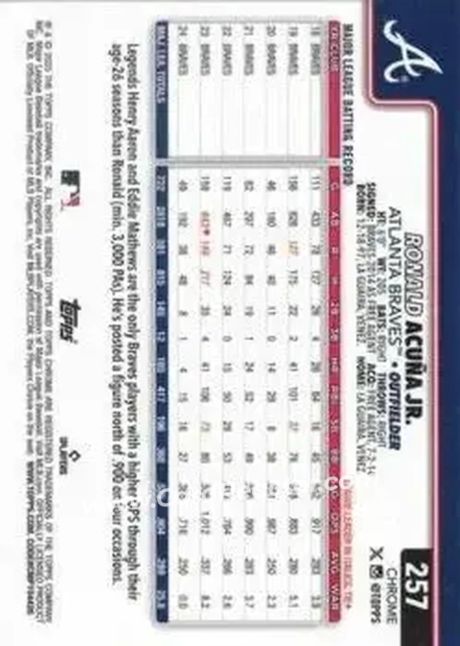Back of Ronald Acuña Jr.