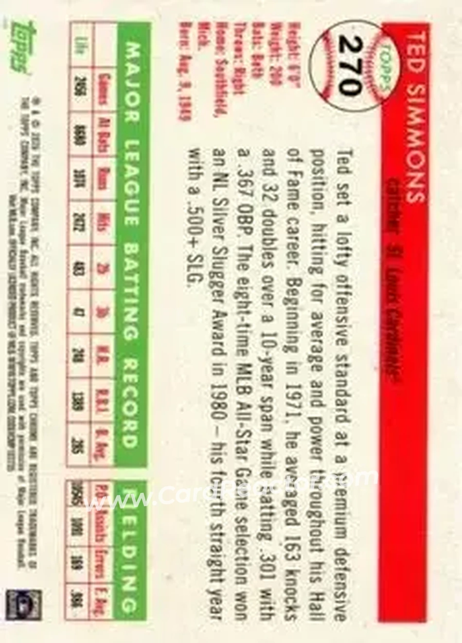 Back of Ted Simmons