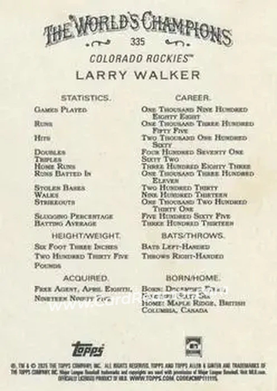 Back of Larry Walker