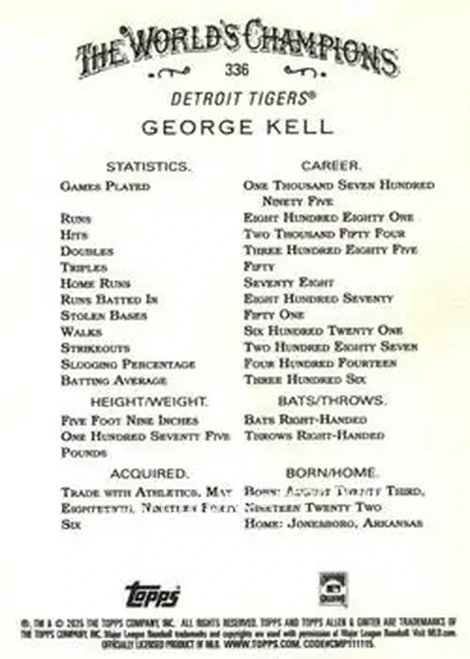 Back of George Kell