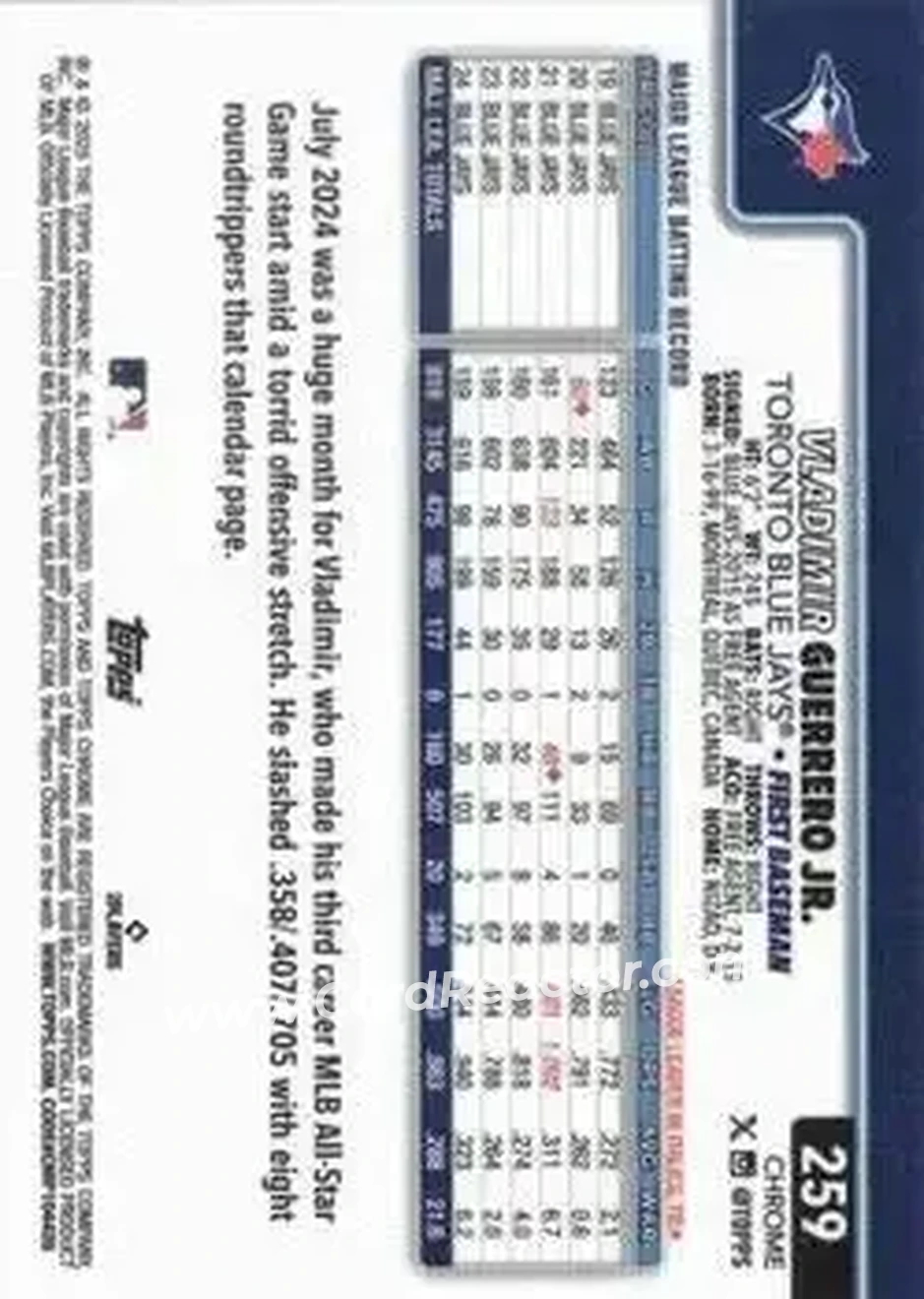 Back of Vladimir Guerrero Jr.