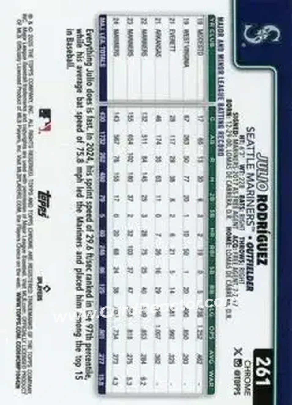 Back of Julio Rodríguez