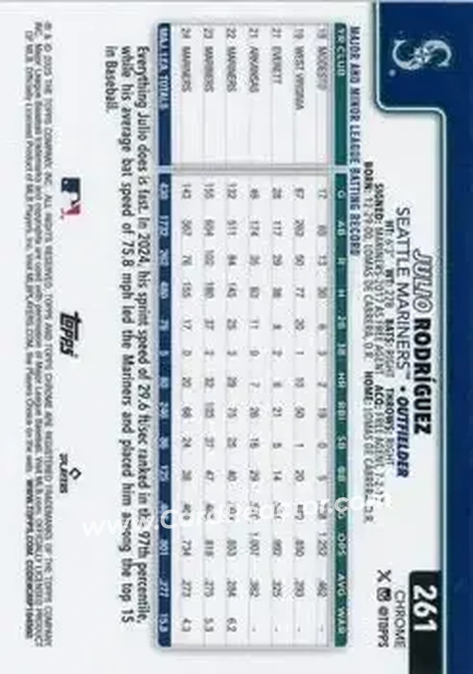 Back of Julio Rodríguez