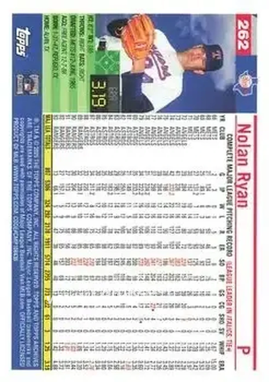 Back of Nolan Ryan