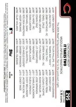 2025 Topps #295 - It Takes Two: Middle Infield Maestros - Cincinnati Reds - Back