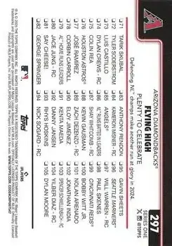 2025 Topps #297 - Flying High: Plenty to Celebrate - Arizona Diamondbacks - Back