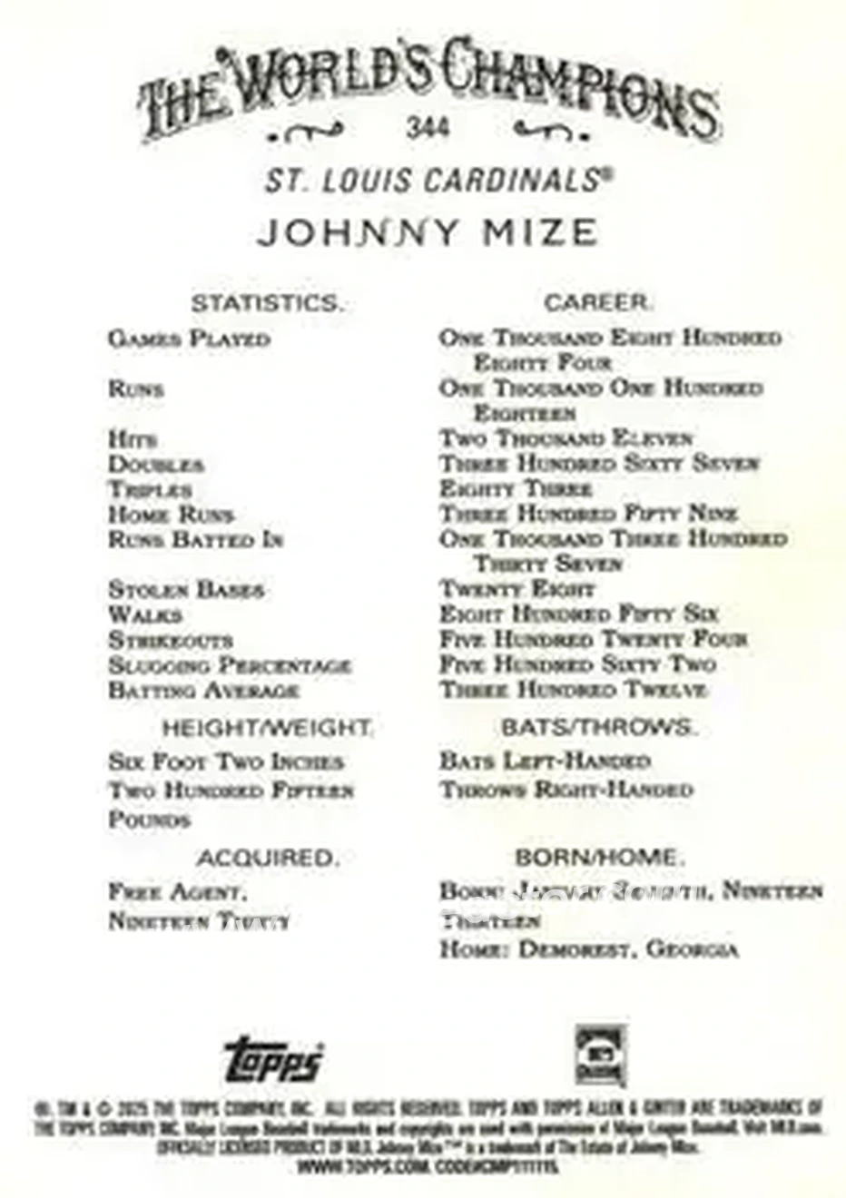 Back of Johnny Mize