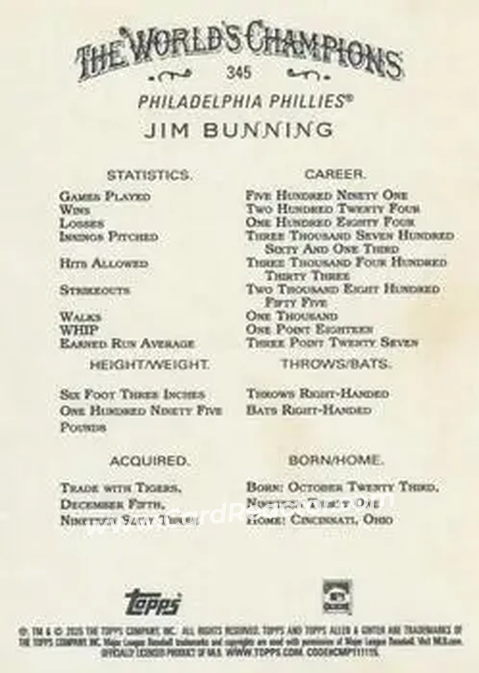 Back of Jim Bunning