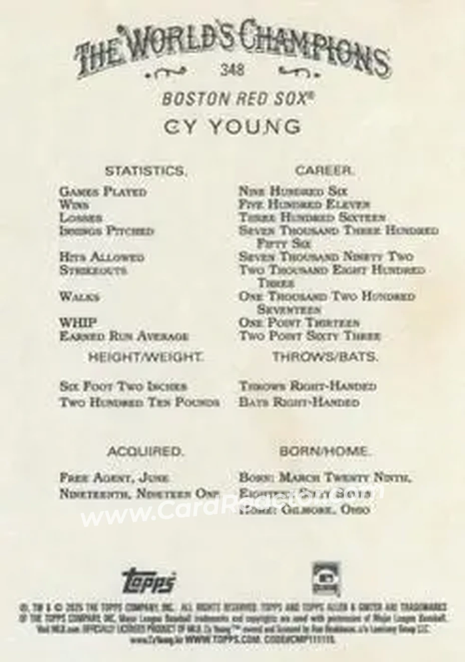 Back of Cy Young