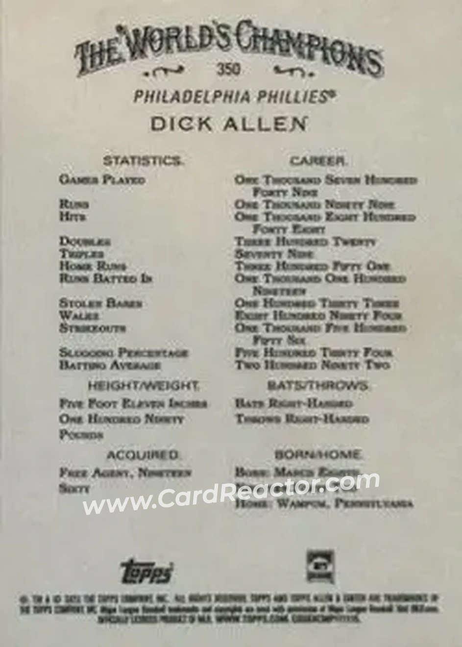 Back of Richie Allen