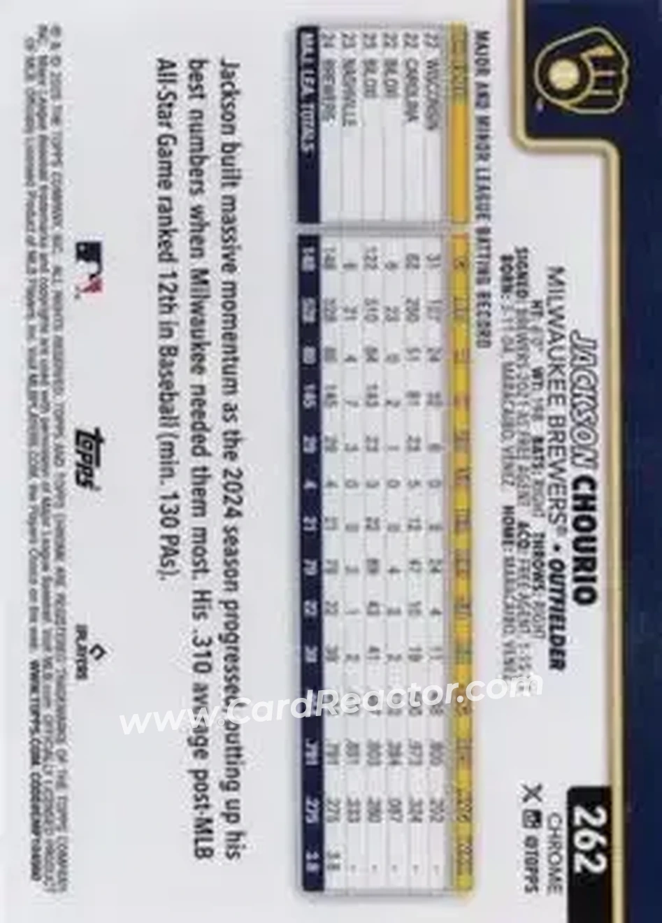 Back of Jackson Chourio